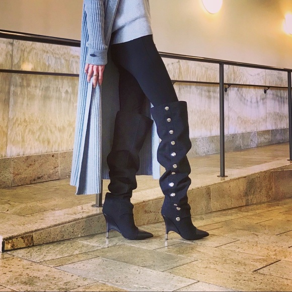 giuseppe zanotti NIB otk denim & blk patent boots - Picture 3 of 16